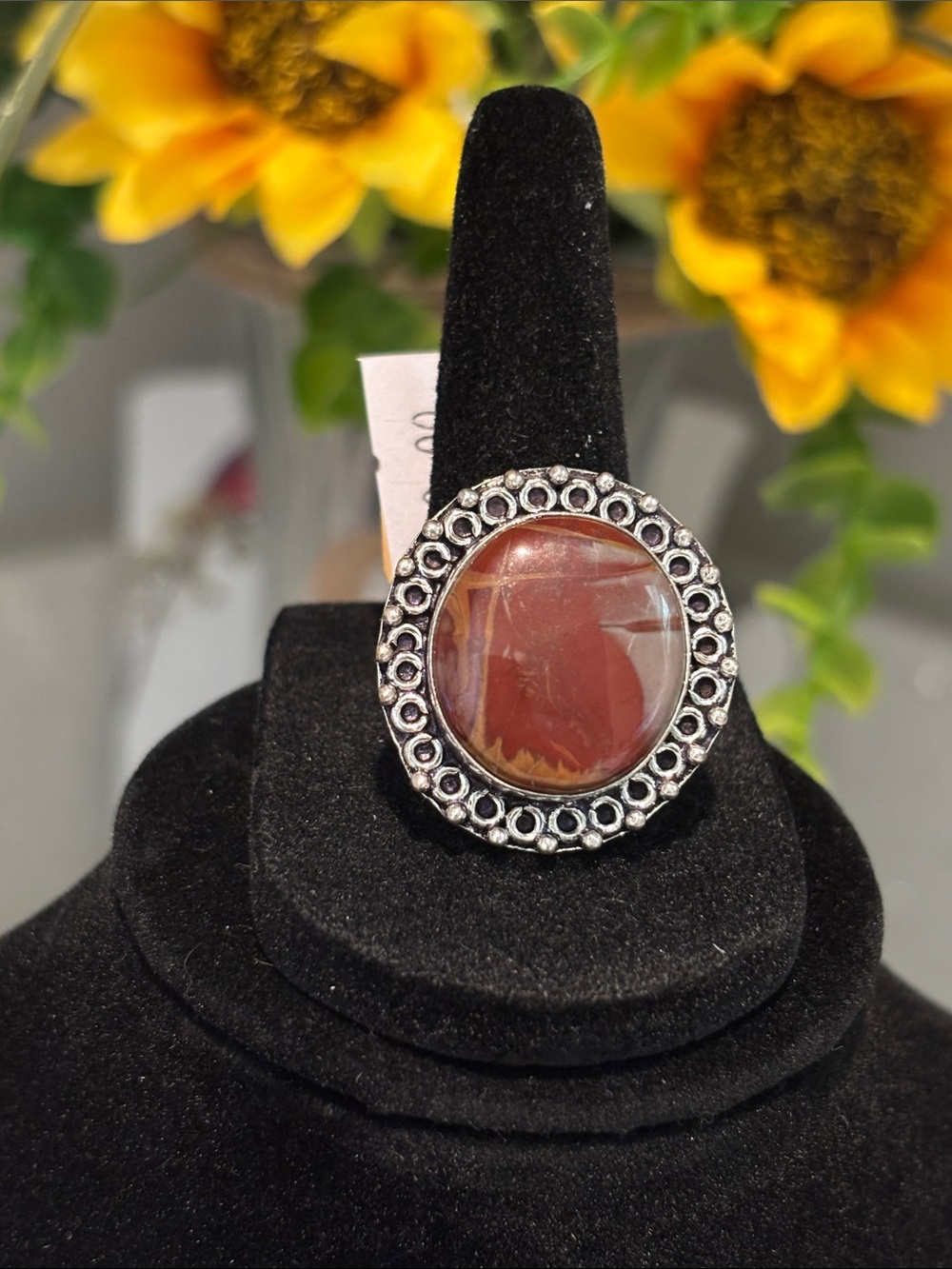 Sterling Norina Jasper Statement Ring Size 9